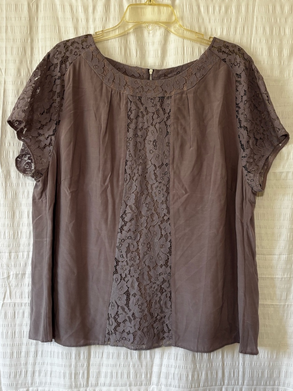 Boden Purple Lace Short Sleeve Blouse Sz 18